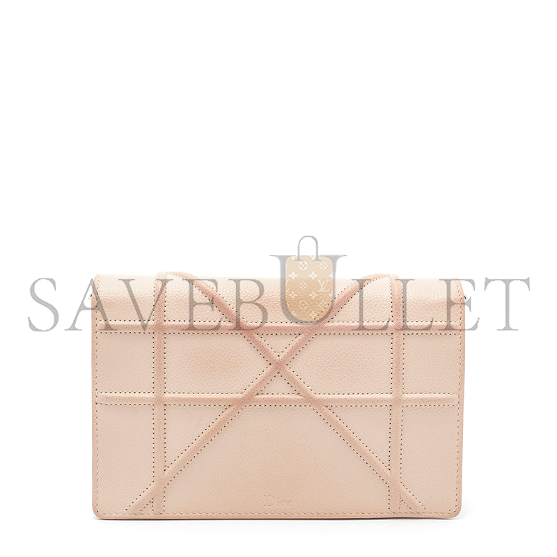 D*or grained calfskin D*orama wallet on chain pouch nude (18*13*1.9cm)